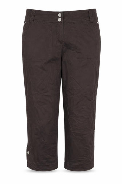 Front view of zucchero women’s brown trousers, size UK 10, 27-inch leg
