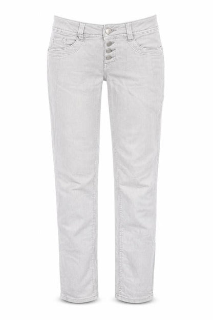 Front view of Street One women’s grey straight jeans, size UK 27, 30-inch leg