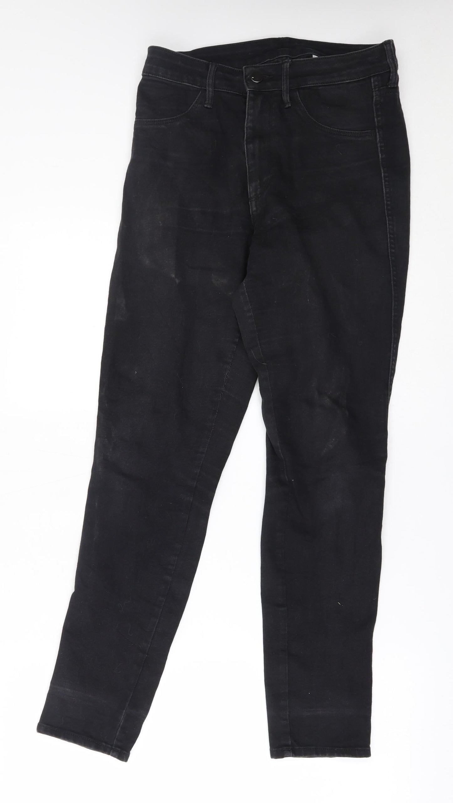 Womens UK Size 29 in H&M Regular Fit Straight Black Jeans