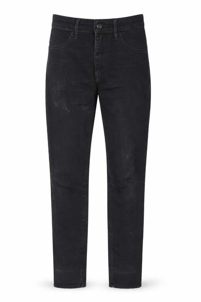 Front view of H&M women’s black straight jeans, size UK 29, in, 28-inch leg