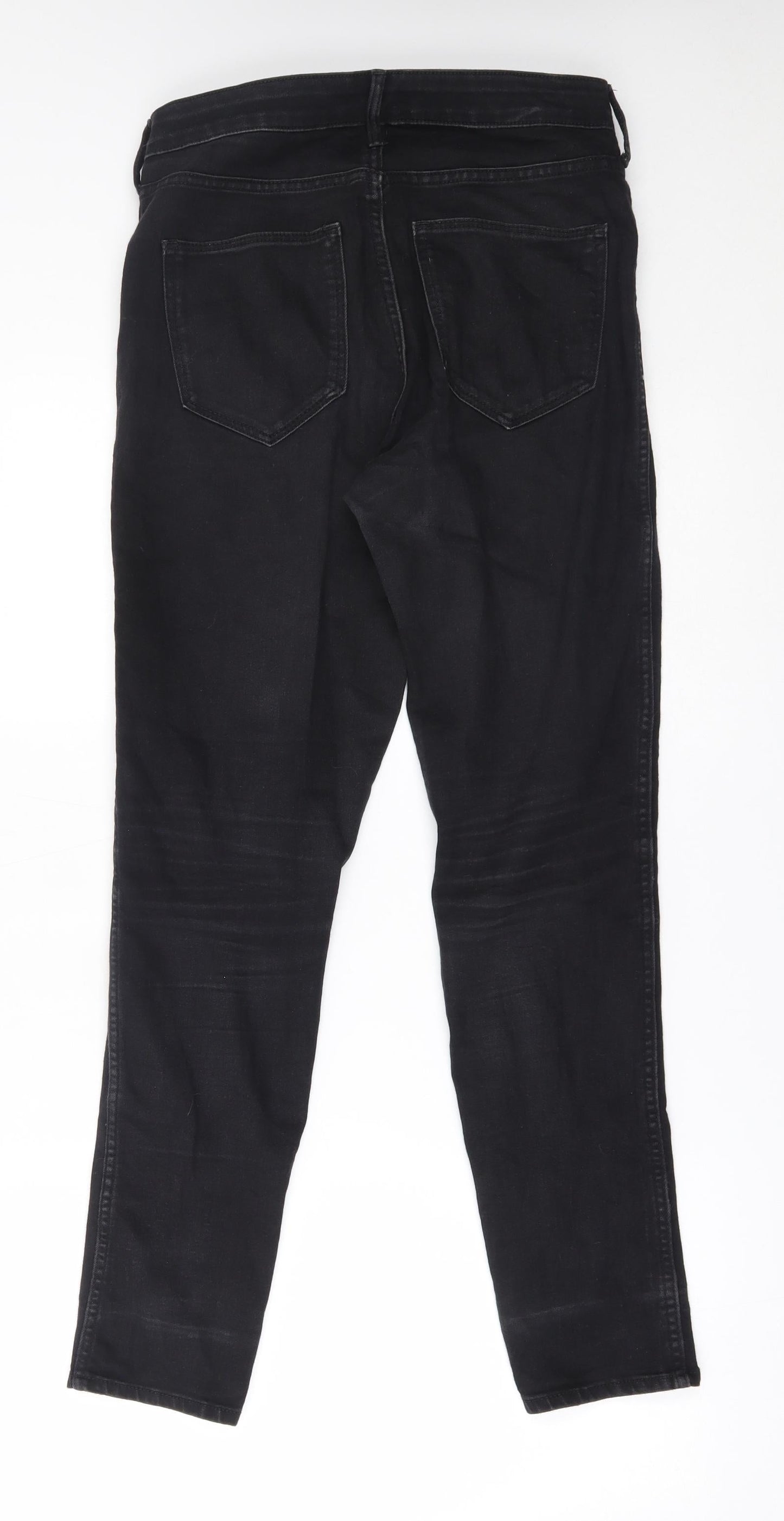 Womens UK Size 29 in H&M Regular Fit Straight Black Jeans