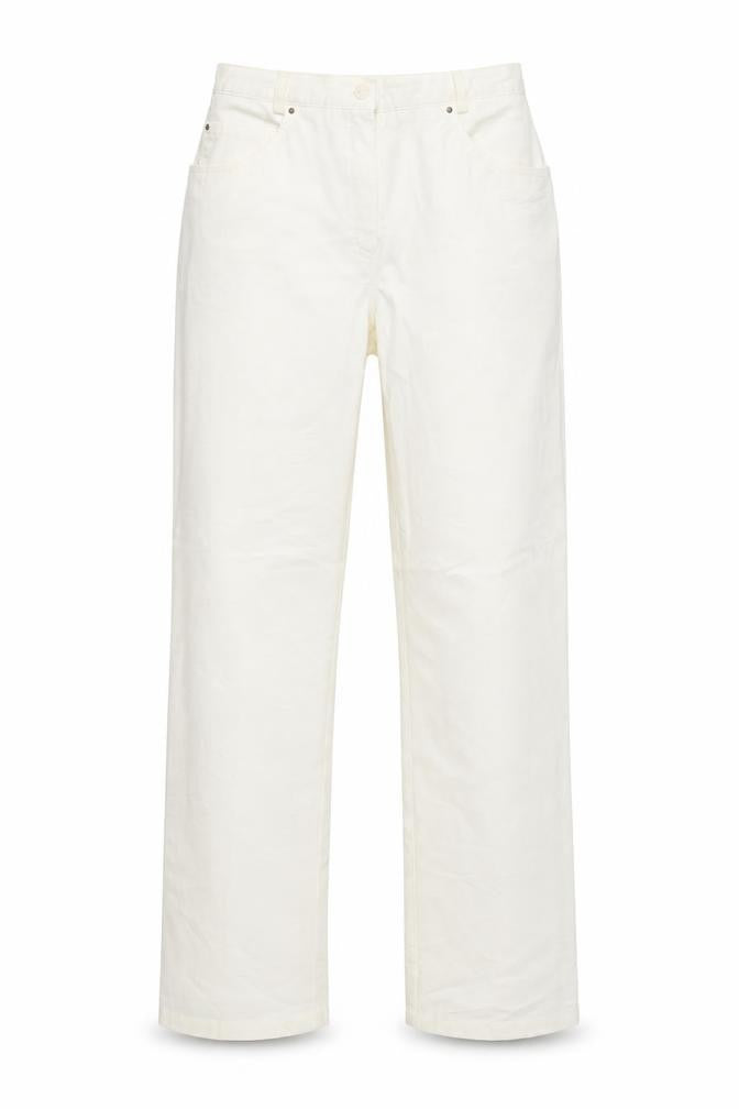 Front view of Walbusch women’s ivory straight jeans, size UK 28, in, 29-inch leg