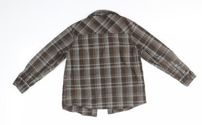 Back view of Next boys’ brown check basic button-up, size 8, years