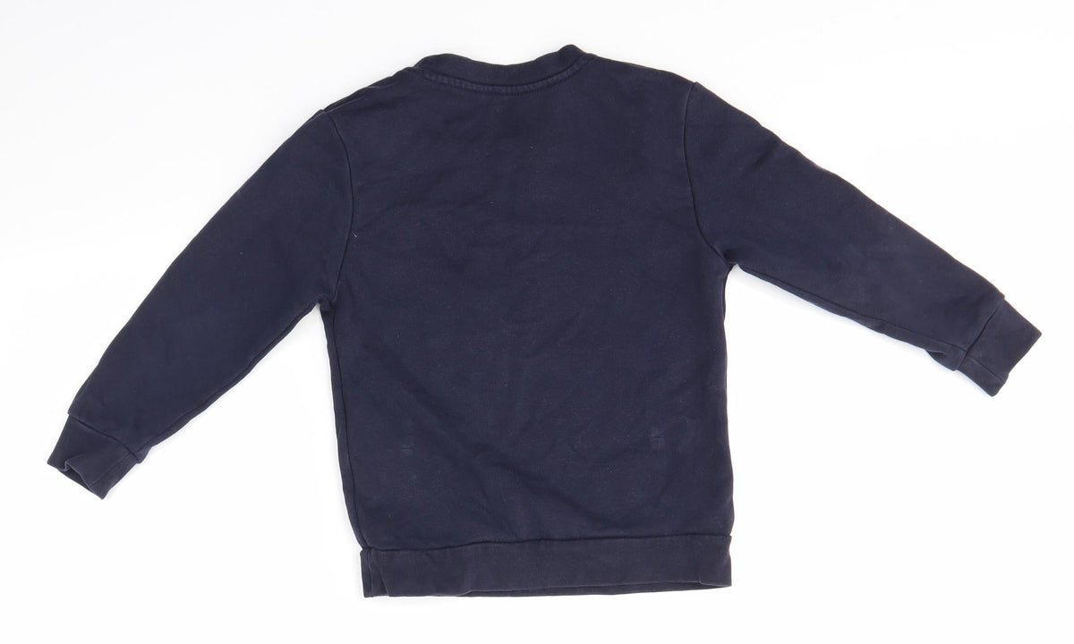 Back view of George boys’ blue jumper, size 5-6, years