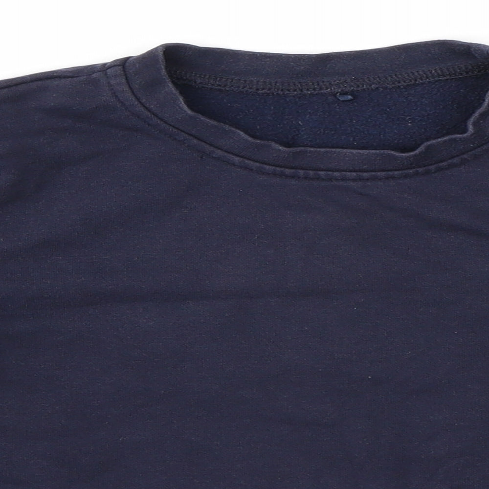 Close-up detail of George boys’ blue jumper, size 5-6, years