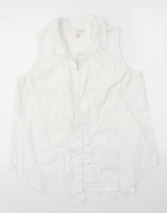 Womens UK Size S Kenar White Basic Button-Up