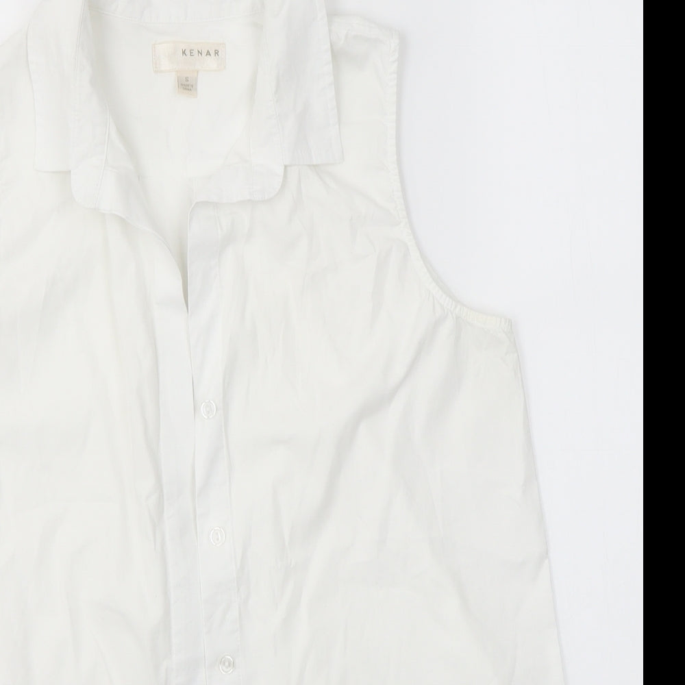 Womens UK Size S Kenar White Basic Button-Up
