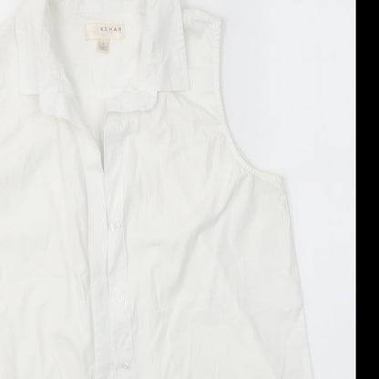 Womens UK Size S Kenar White Basic Button-Up