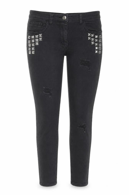 Front view of South women’s grey denim skinny jeans, size UK 12, 29-inch leg