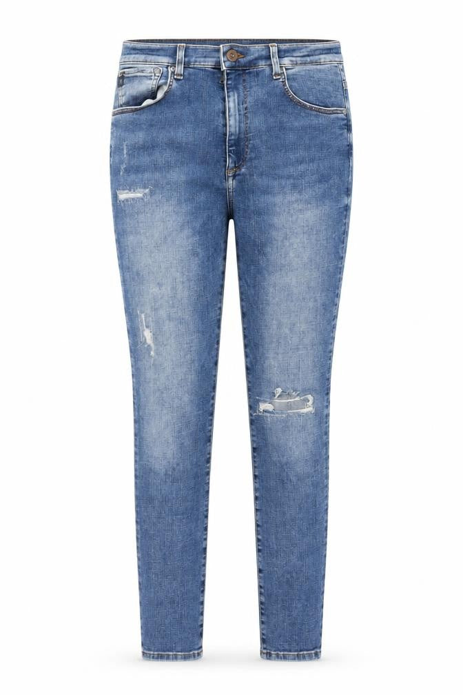 Front view of &Denim women’s blue denim skinny jeans, size UK 30, in, 29-inch leg