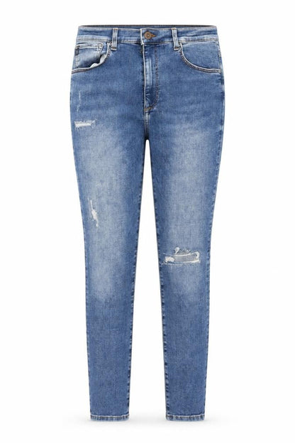 Front view of &Denim women’s blue denim skinny jeans, size UK 30, in, 29-inch leg