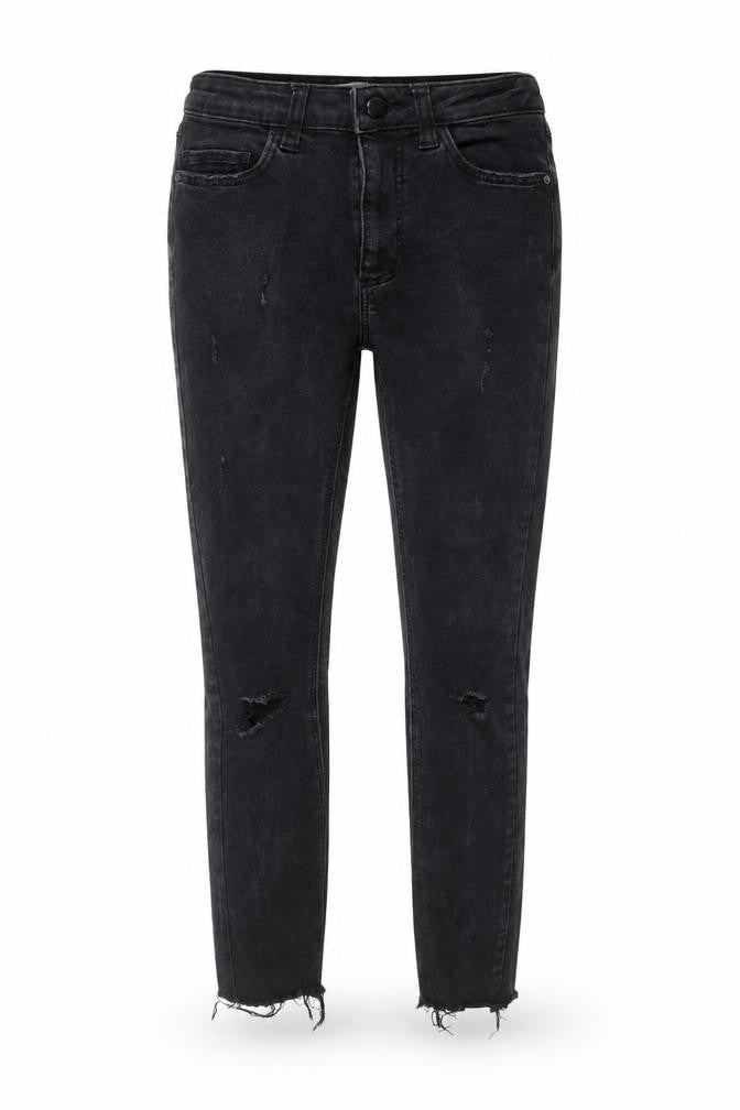 Front view of Denim Co. women’s black denim skinny jeans, size UK 4, 25-inch leg