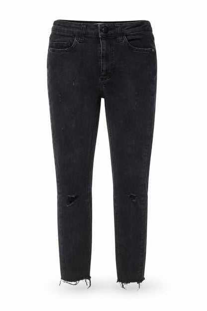 Front view of Denim Co. women’s black denim skinny jeans, size UK 4, 25-inch leg