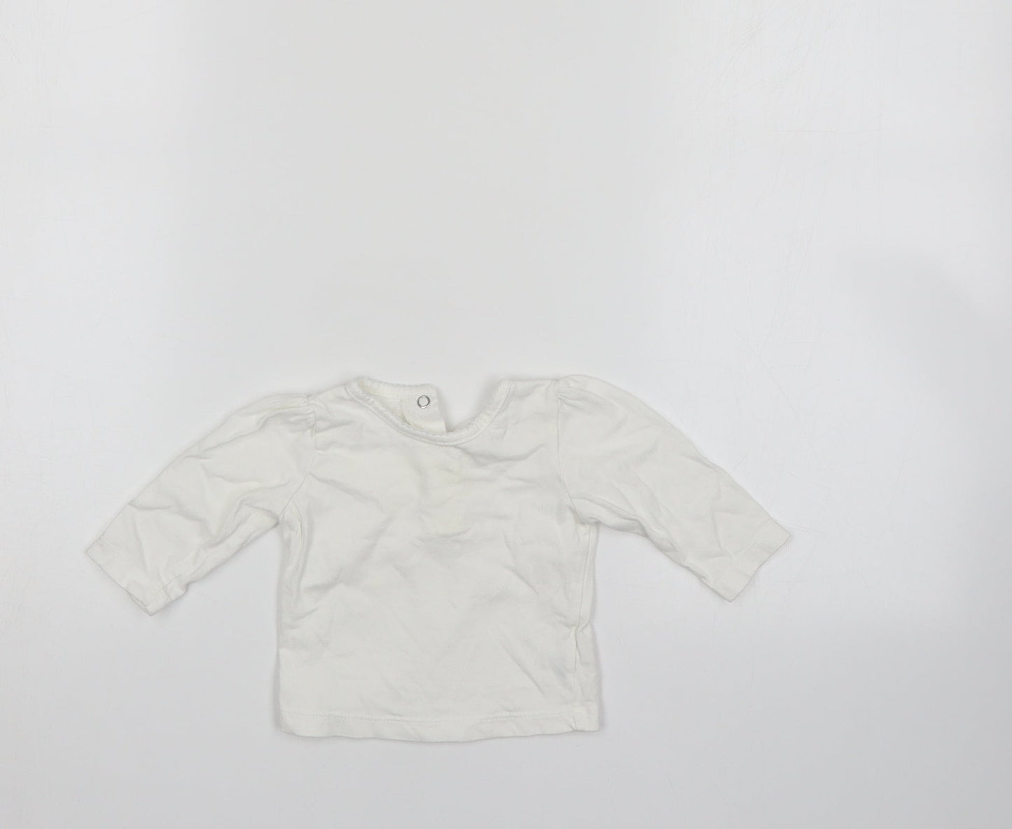 Preworn Girls White   Pullover Jumper Size 0-3 Months