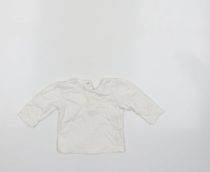 Preworn Girls White   Pullover Jumper Size 0-3 Months