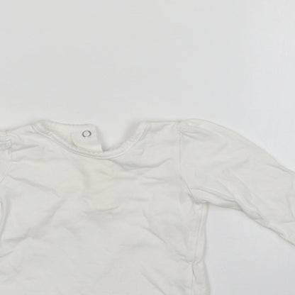 Preworn Girls White   Pullover Jumper Size 0-3 Months