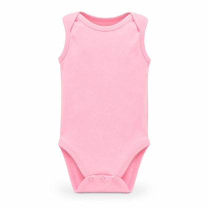 Front view of Early Days girls’ pink romper one-piece, size 6-9, months