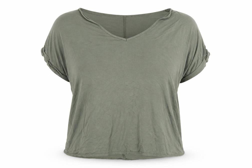 Front view of Billys collection women’s green basic blouse, size UK 20