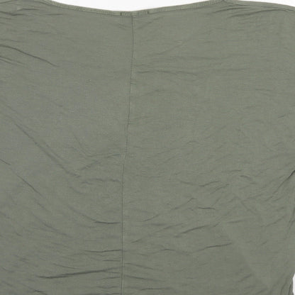 Brand and care label for Billys collection women’s green basic blouse, size UK 20