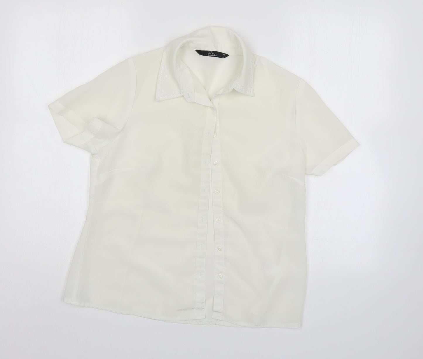 Womens UK Size 12 BM collection White Basic Button-Up