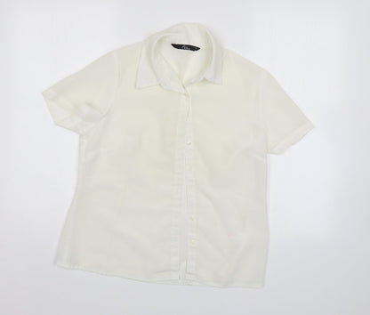 Womens UK Size 12 BM collection White Basic Button-Up