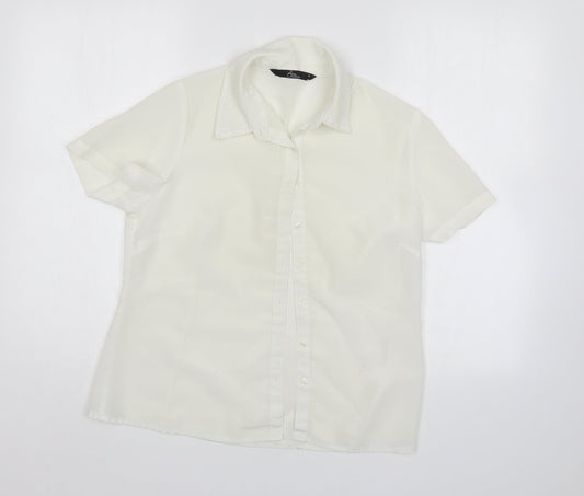 Womens UK Size 12 BM collection White Basic Button-Up