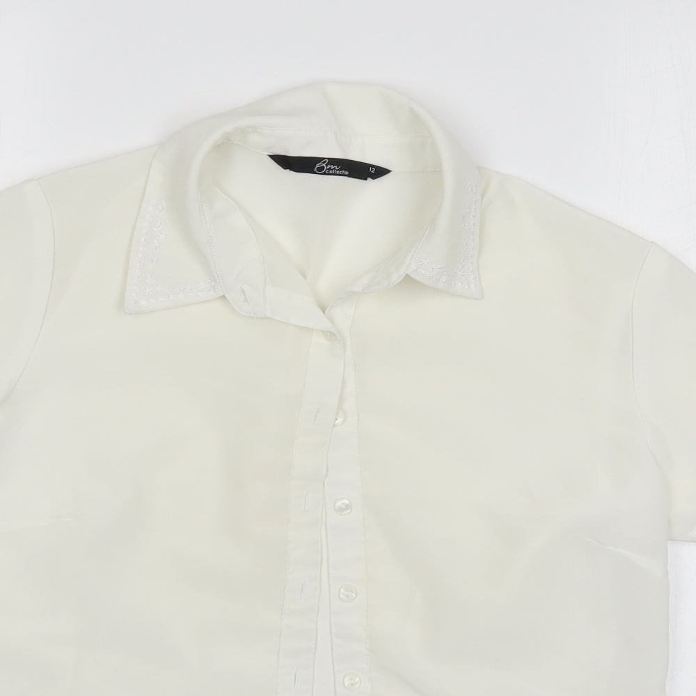 Womens UK Size 12 BM collection White Basic Button-Up