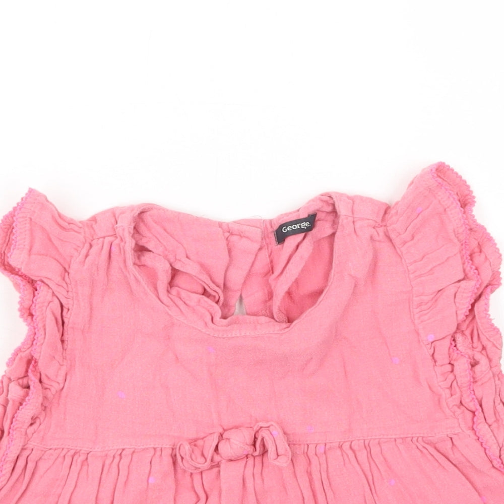 George Girls Pink Polka Dot  Basic T-Shirt Size 2-3 Years