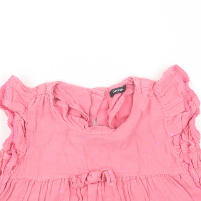George Girls Pink Polka Dot  Basic T-Shirt Size 2-3 Years