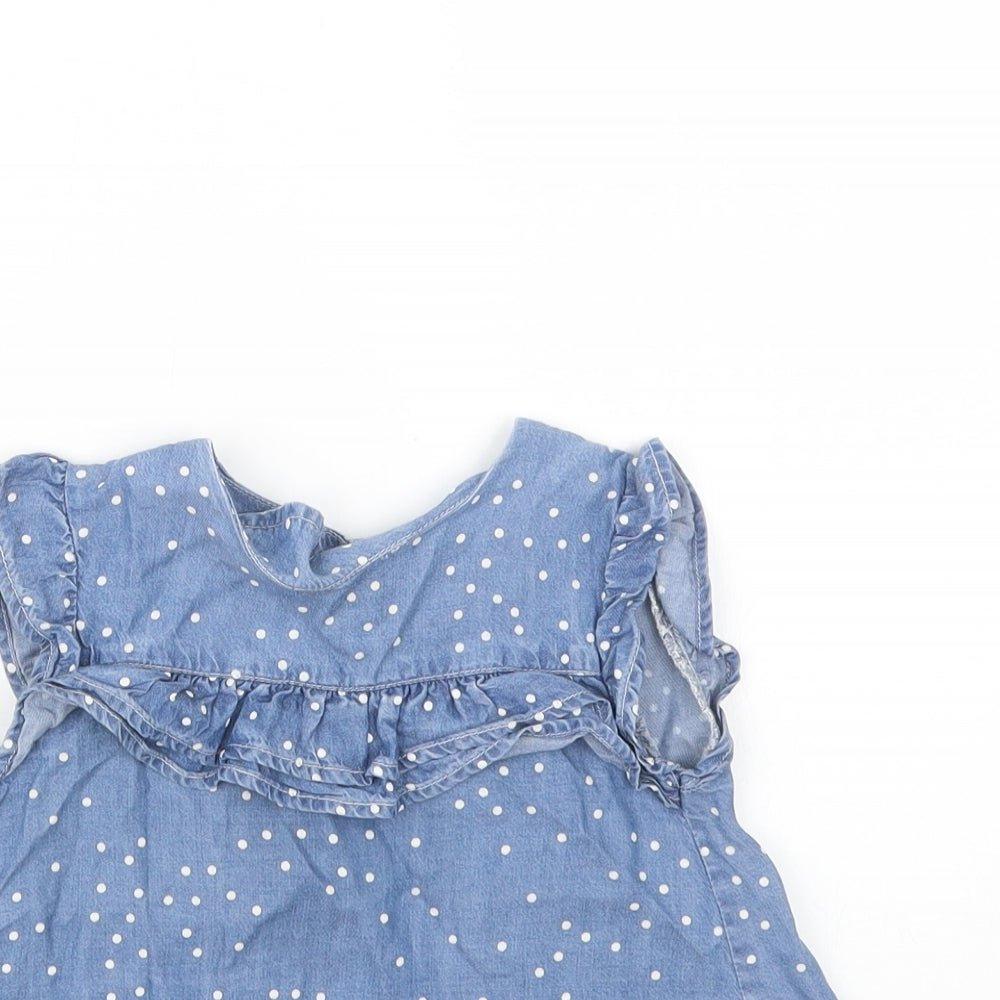 Angel & Rocket Girls Blue Polka Dot  Basic T-Shirt Size 2-3 Years
