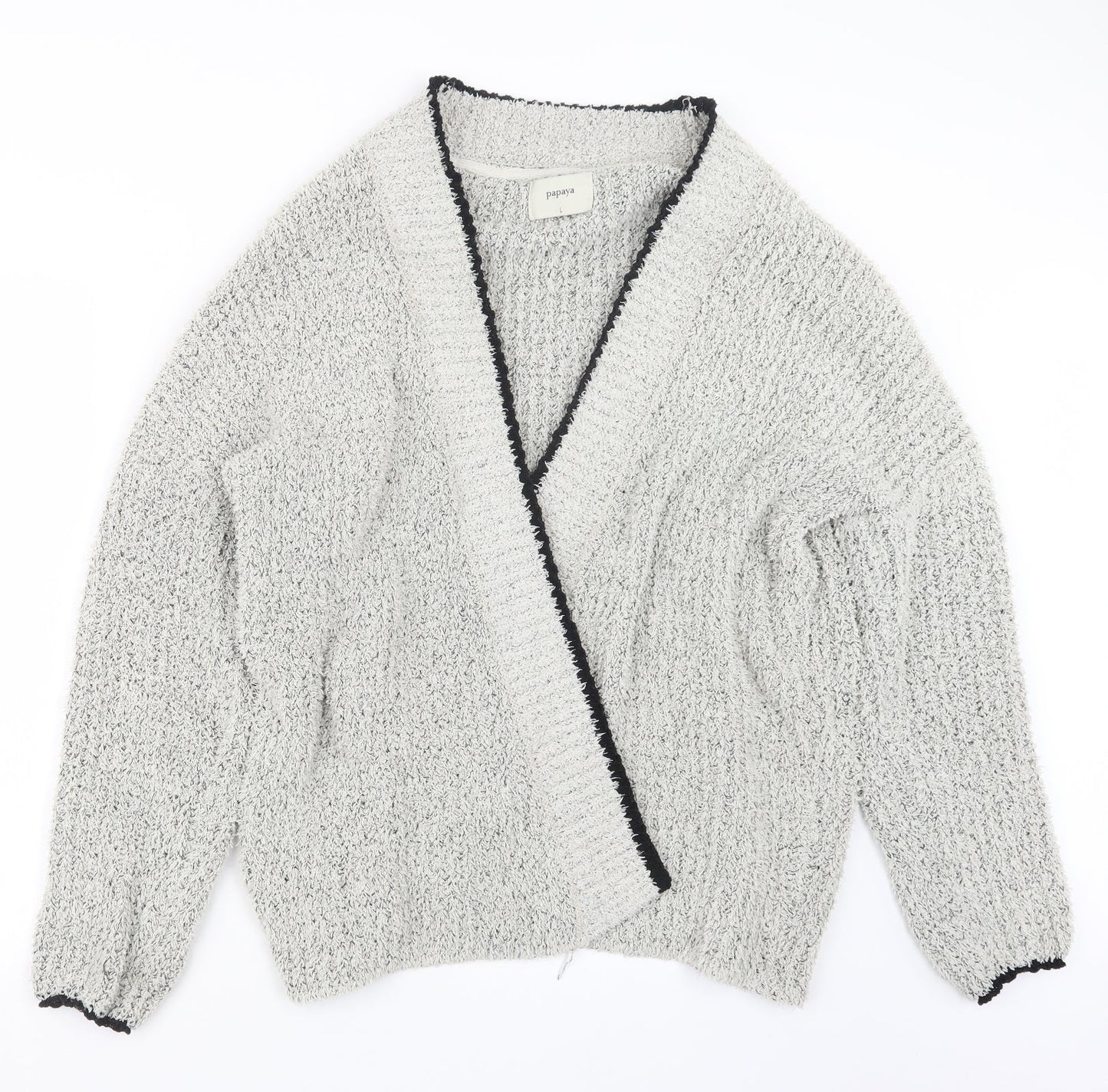 Womens UK Size L Papaya Grey Cardigan Jumper