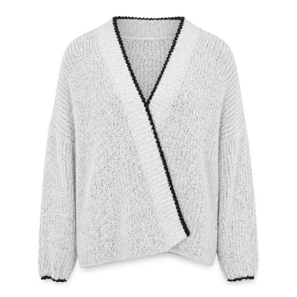Front view of Papaya women’s grey cardigan jumper, size L