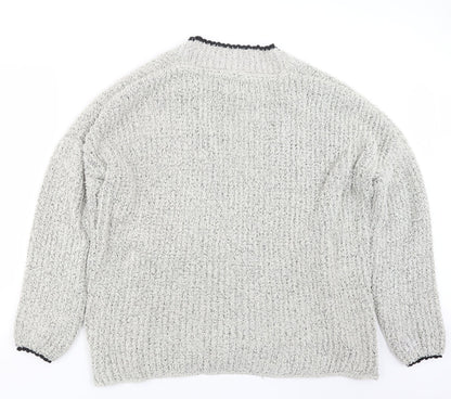 Womens UK Size L Papaya Grey Cardigan Jumper