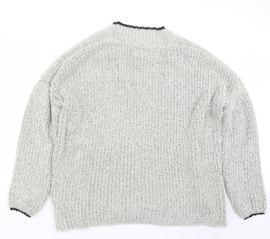 Womens UK Size L Papaya Grey Cardigan Jumper
