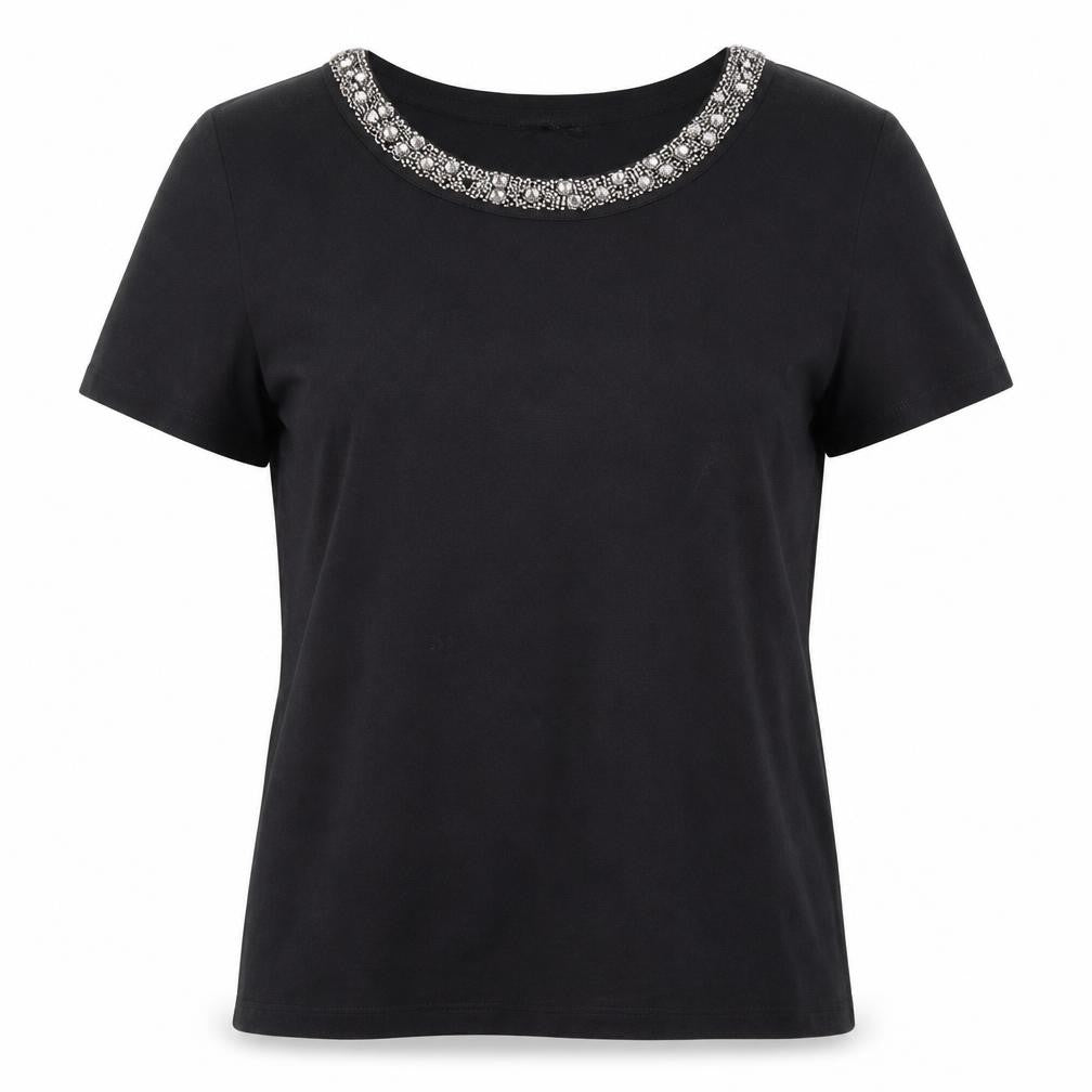 Womens UK Size 10 New Look Black Basic T-Shirt