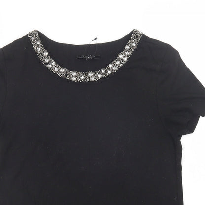 Womens UK Size 10 New Look Black Basic T-Shirt