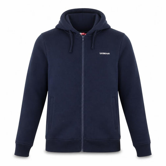 Front view of LA Gear women’s blue full zip hoodie, size UK 8