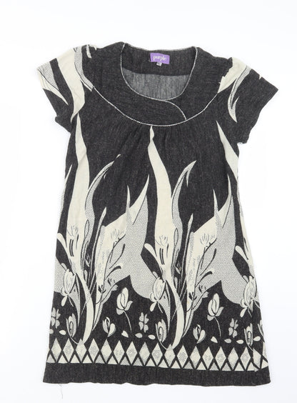 Additional front view of Purple women’s grey geometric jumper, size M
