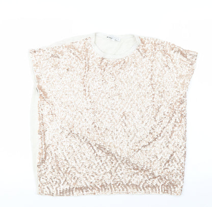 Warehouse Womens Beige   Basic T-Shirt Size 14