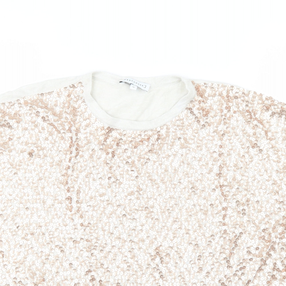 Warehouse Womens Beige   Basic T-Shirt Size 14