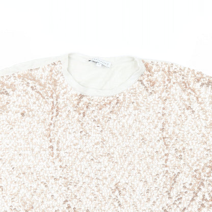 Warehouse Womens Beige   Basic T-Shirt Size 14