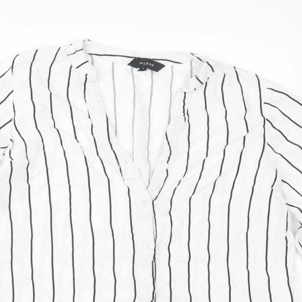 Womens UK Size 6 New Look Black Basic Button-Up
