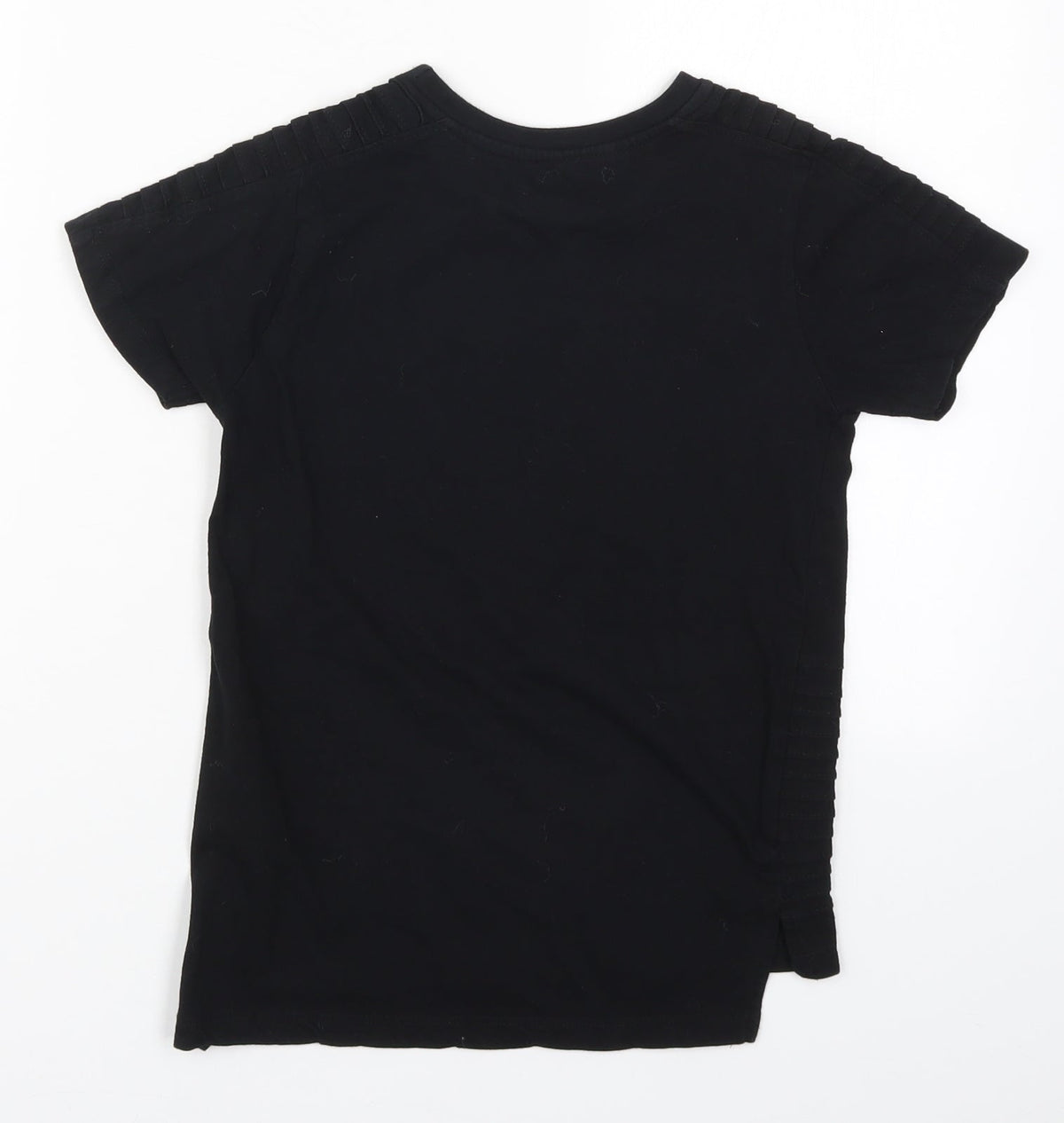 Back view of Primark boys’ black basic t-shirt, size 7-8, years - brooklyn
