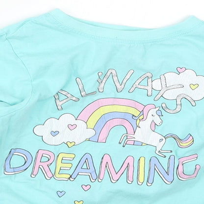 Preworn Girls Blue Solid  Top Pyjama Top Size 8-9 Years  - Always Dreaming Unicorns