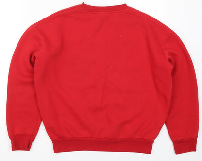 Back view of Primark women’s red pullover sweatshirt, size UK 6, - mickey mouse