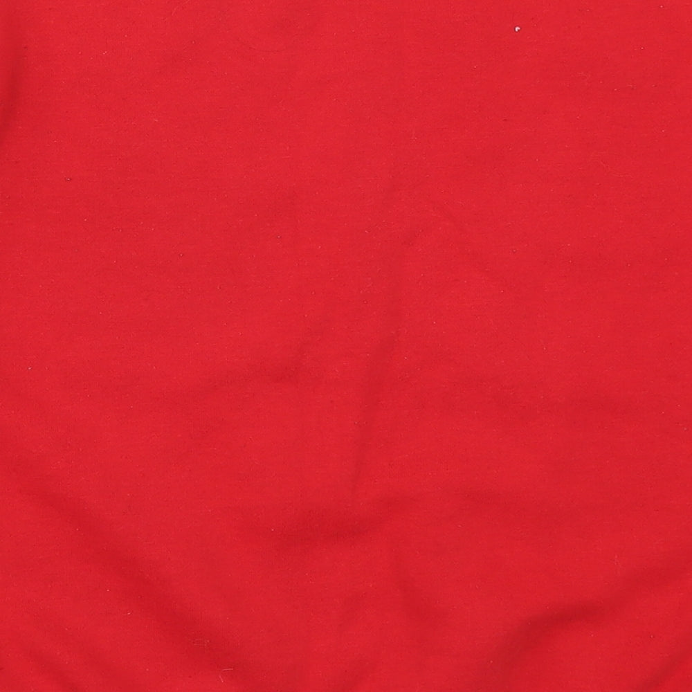 Brand and care label for Primark women’s red pullover sweatshirt, size UK 6, - mickey mouse