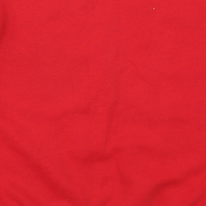 Brand and care label for Primark women’s red pullover sweatshirt, size UK 6, - mickey mouse