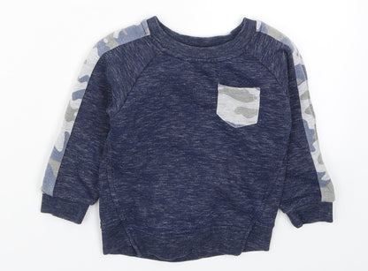Primark Boys Blue Camouflage  Pullover Sweatshirt Size 2-3 Years