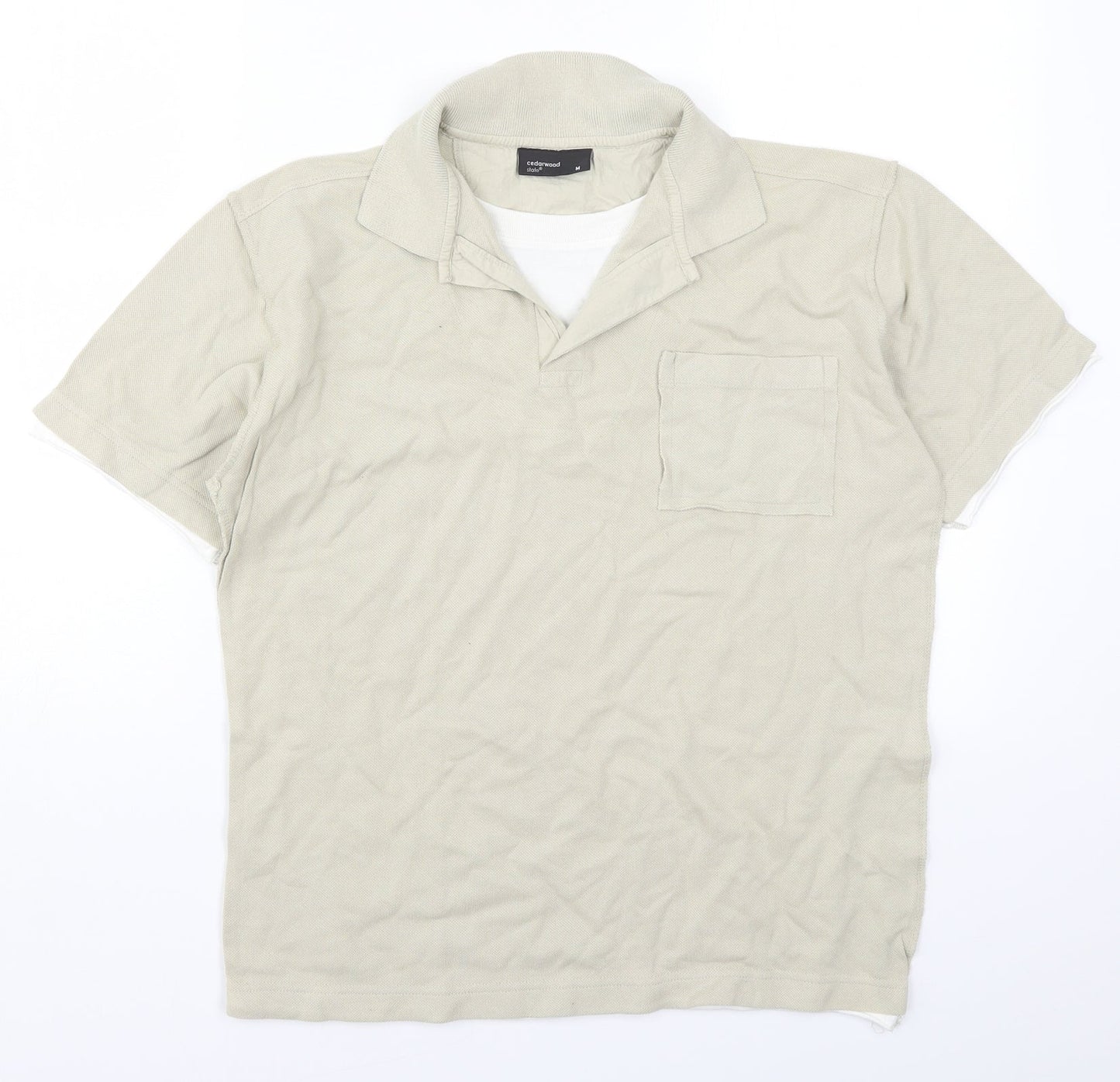 Cedar Wood State Mens Beige    Polo Size M