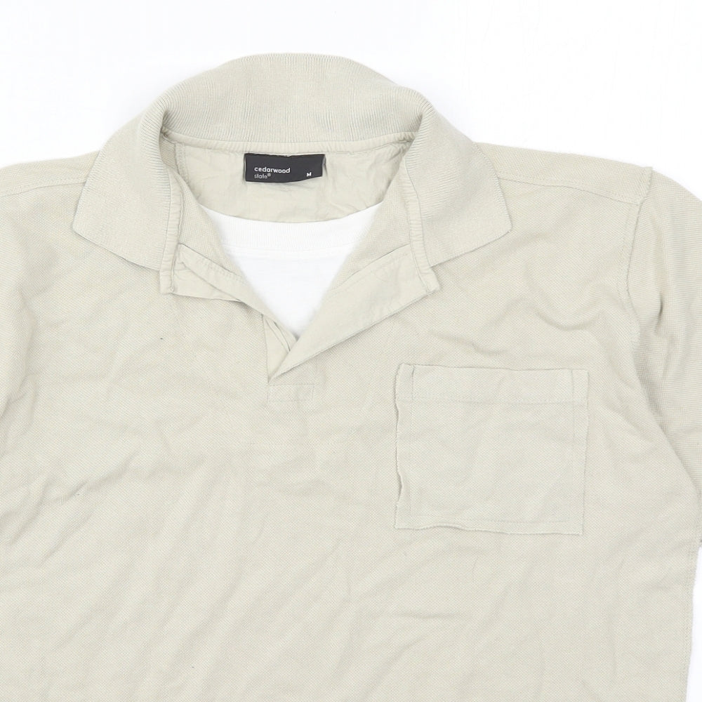 Cedar Wood State Mens Beige    Polo Size M